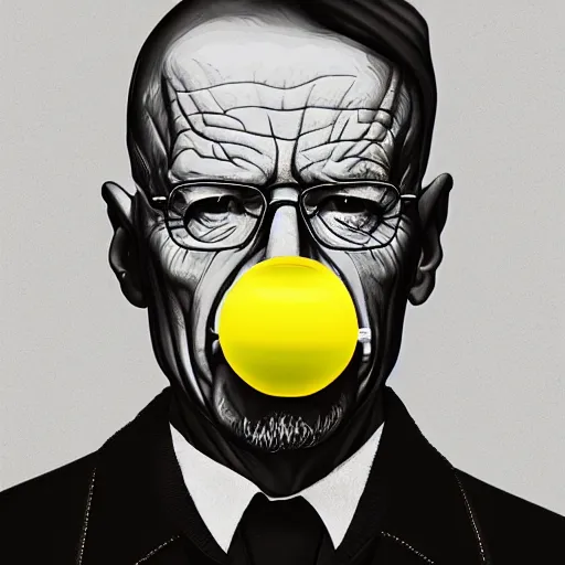 Image similar to a detailed portrait of walter white with a pacifer in his mouth, art illustration, incredibly highly detailed and realistic, 8 k, sharp focus