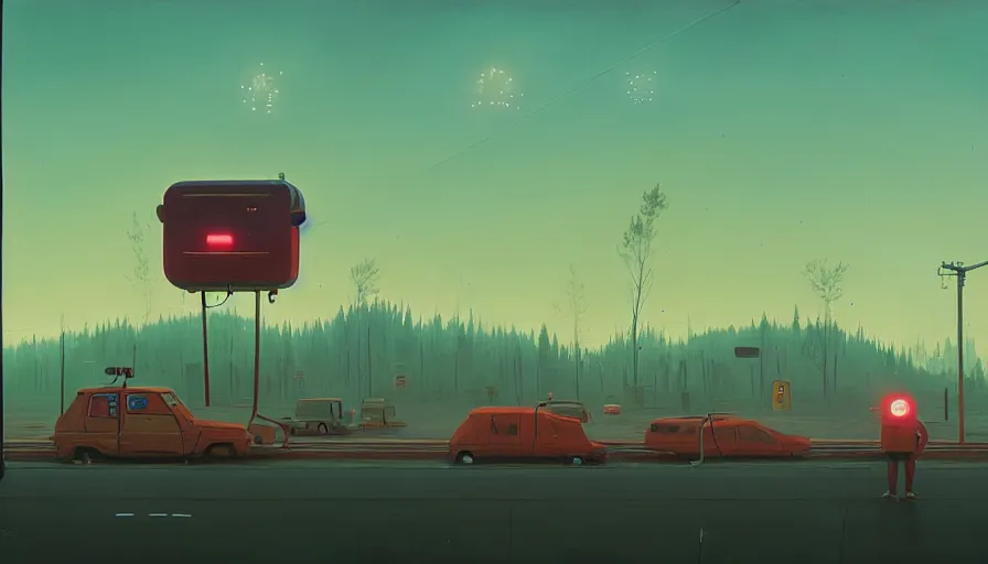 Image similar to the two complementary forces that make up all aspects and phenomena of life, by simon stalenhag