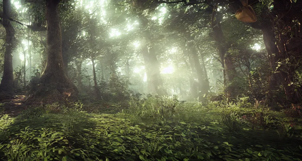 Image similar to Enchanted and magic forest, with CRYENGINE