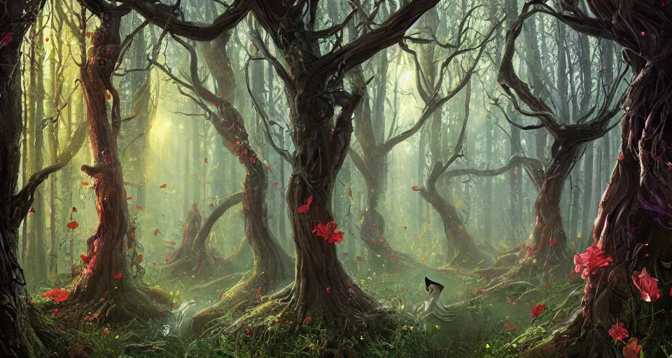 Prompt: Enchanted and magic forest, by Sam Spratt