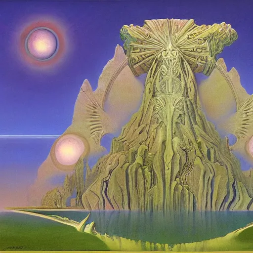 Image similar to divine chaos engine by roger dean, symbolist, visionary