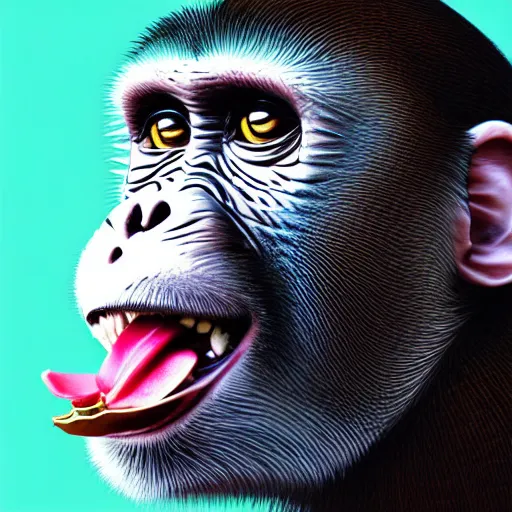 Image similar to a monkey eating a banana ; typography; intricate details; soft lighting; high definition; sharp focus; digital art; attractive features; drawn by Hirohiko Araki; trending on artstation; bust up portrait, made by Stanley Artgerm Lau, WLOP, Rossdraws, James Jean, Andrei Riabovitchev, Marc Simonetti, Yoshitaka Amano, ArtStation