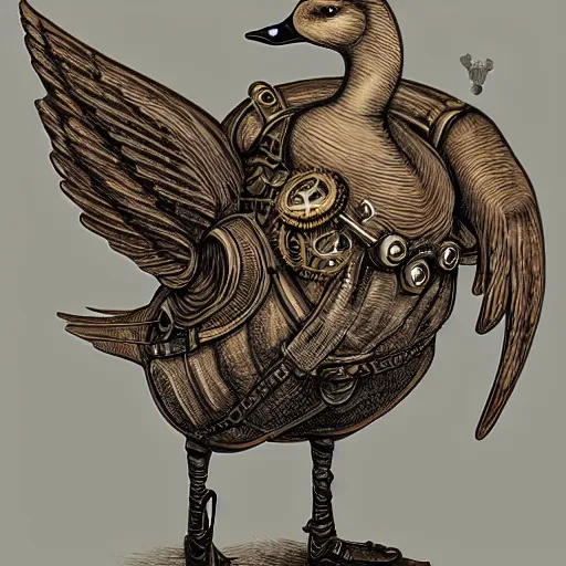 Image similar to Steampunk goose, steampunk artstyle