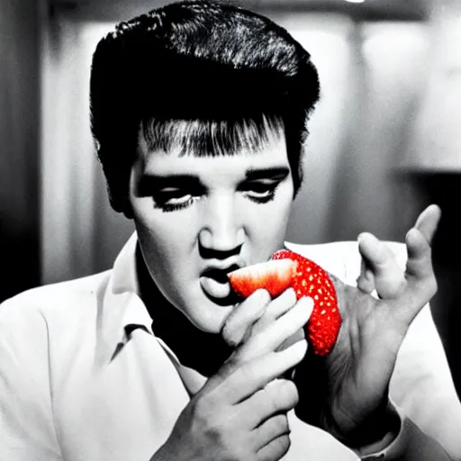 Image similar to elvis presley eating strawberry