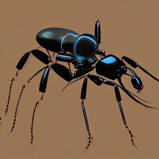 Prompt: prototype robot-terminator ants, designed for pest removal, Nasapunk concept art