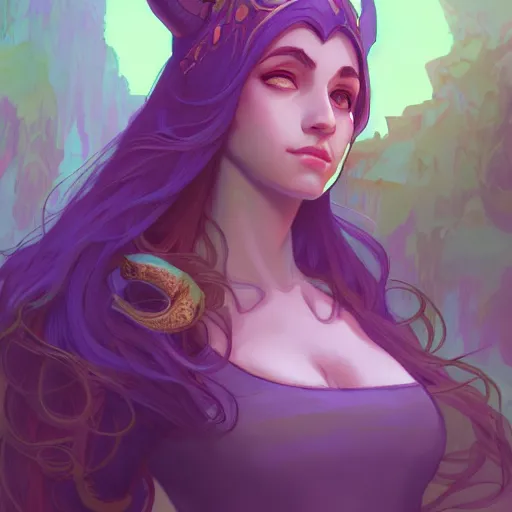 Prompt: Draenei Priestess, ambient lighting, 4k, alphonse mucha, lois van baarle, ilya kuvshinov, rossdraws, artstation