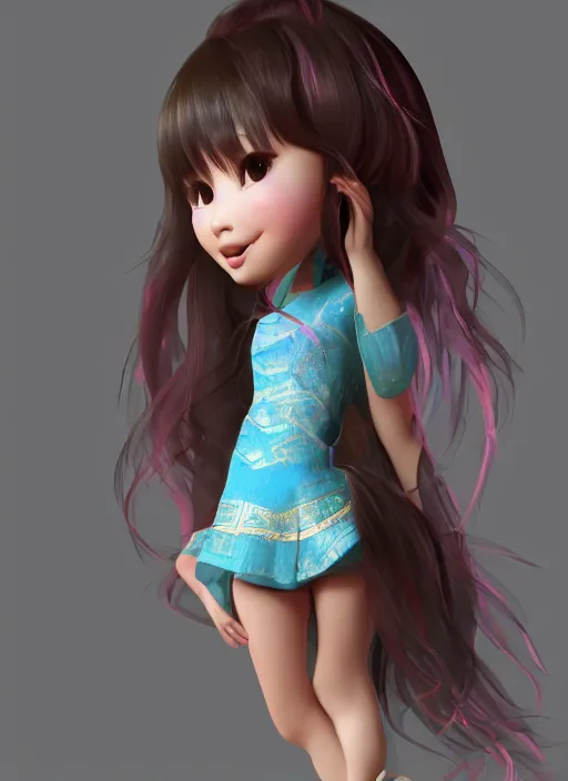 Image similar to a cute asian girl dancing, flowing hair in the style of pixar animation, full body shot, viewed from bellow, award winning, hyper detailed, studio lighting, artstation, octane renderer, unreal engine