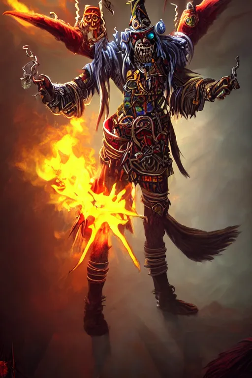 Image similar to witch - doctor holding electricity, world of warcraft, diablo,