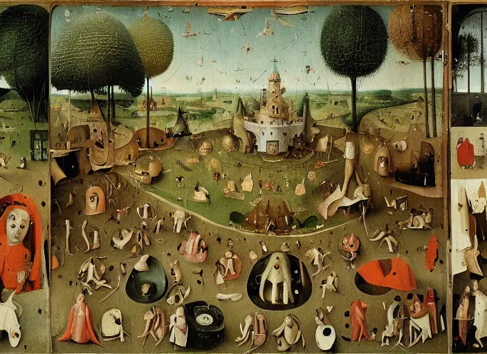 Prompt: an intricately detailed scene from a movie by Hieronymus Bosch and Wes Anderson