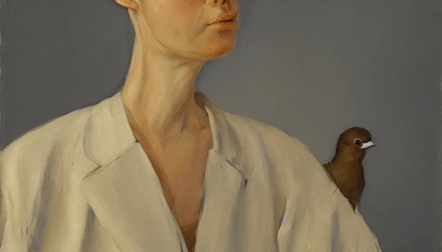 Prompt: painting by borremans, bird, detailed, stunning