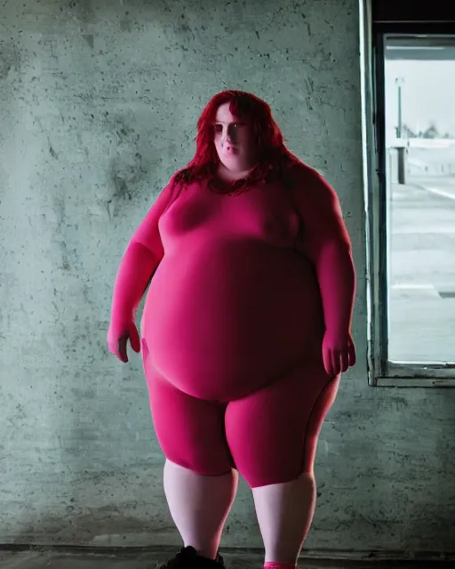 Prompt: film still of obese 3 0 0 - pound sophie turner at mcdonald's, vibrant high contrast, octane, arney freytag, cinematic, portrait, backlit, rim lighting, 8 k