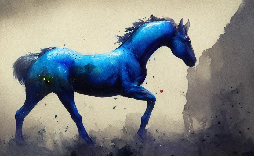 Image similar to a painting of pepsihorse trending on artstation in the style of greg rutkowski, 3 d, watercolor