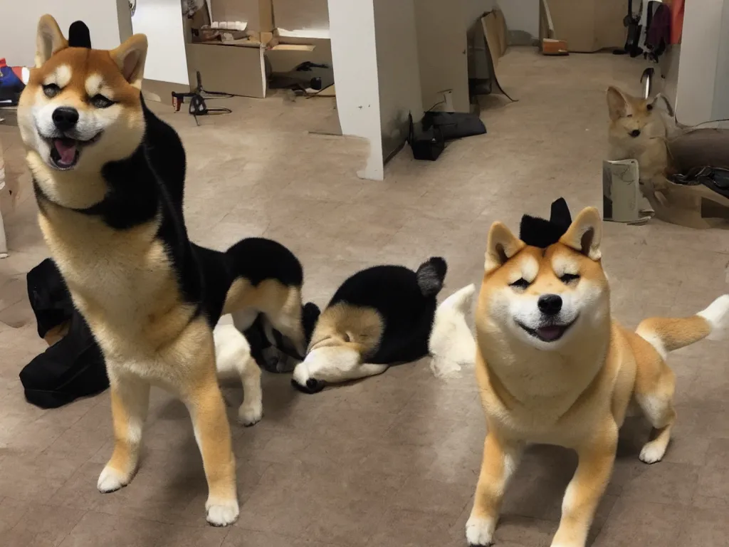 Image similar to shiba inu in the backrooms