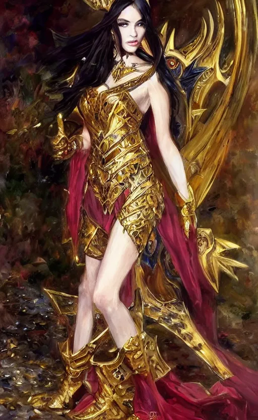 Prompt: Alchemy Elegant laidy in scorpion armor. By Konstantin Razumov, highly detailded