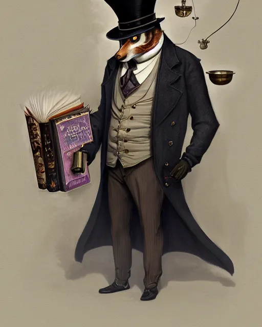 Prompt: anthropomorphic art of a detective wolf, handsome, victorian inspired clothing by artgerm, victo ngai, ryohei hase, artstation. fractal papers and books. highly detailed digital painting, smooth, global illumination, fantasy art by greg rutkowsky, karl spitzweg