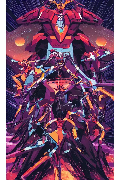 Image similar to a close - up of a evangelion, drawn by robbie trevino and dan mumford, poster, digital art, comic art, concept art