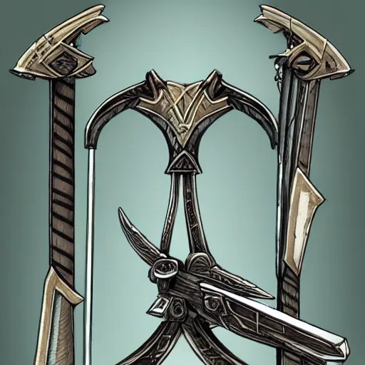 Image similar to a fantasy crossbow weapon, crossbow and arrow, fantasy card game style art