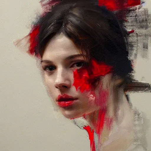 Prompt: spontaneous unfinished romantic portrait under painting, beautiful juicy brush strokes, by Richard schmid and Sargent, dark, black and red, trending on cgsociety, expressionism