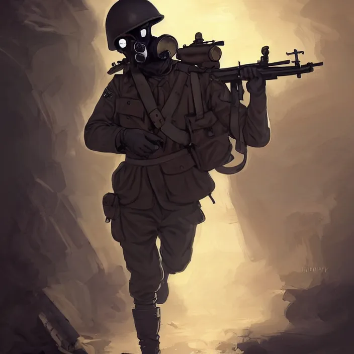 cartoon german soldier with gun