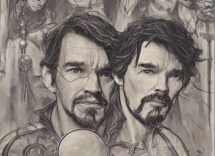 Image similar to a highly detailed old portrait of stephen strange, james gurney, james jean