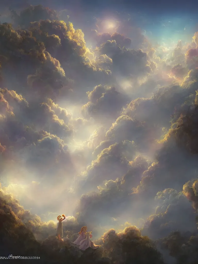 Image similar to heaven, inspired by disney concept artists, blunt borders, dramatic light