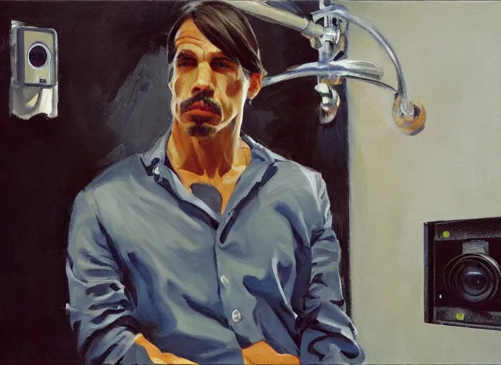 Prompt: a highly detailed beautiful portrait of anthony kiedis as security camera, by gregory manchess, james gurney, james jean