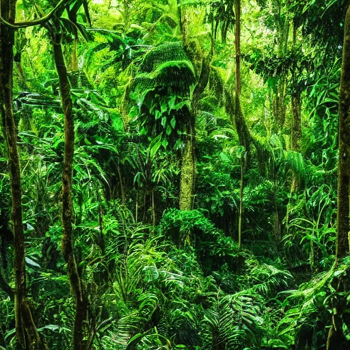the jungle is a dense, green forest full of life. the