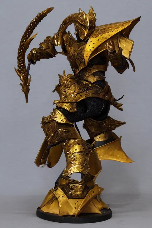 Image similar to Golden dragon born fighter wearing plate armor