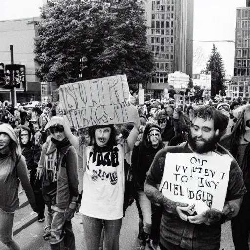 Prompt: portland oregon protests 3 5 mm