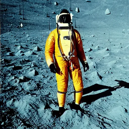 Prompt: photo of a diver wearing an old diving suit on the moon posing with an electric guitar electric guitar electric guitar electric guitar. detailed. old diving suit photos. colorized. rockstar
