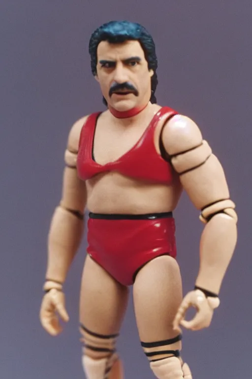 Prompt: michael scott as a 1 9 8 0 s wrestling action figure