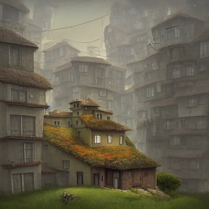 Image similar to a building in a landscape, by gediminas pranckevicius