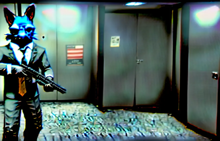 Prompt: screenshot from the pc game payday 2 demonstrating the fursuit unlock