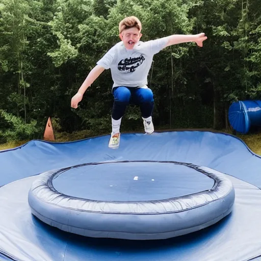 Image similar to yung skrrt on a trampoline