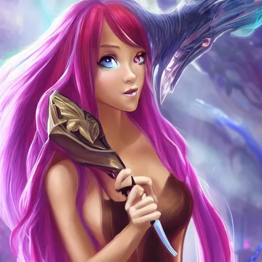 Image similar to seraphine from league of legends brushing her hair