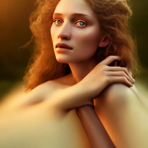 Image similar to photographic portrait of a stunningly beautiful renaissance female in soft dreamy light at sunset, contemporary fashion shoot, by edward robert hughes, annie leibovitz and steve mccurry, david lazar, jimmy nelsson, extremely detailed, hyperrealistic, perfect face, octane render