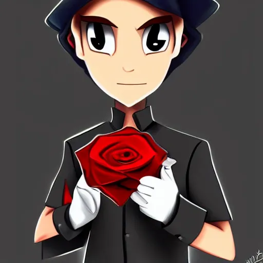 Image similar to digital painting, accurate details, james from team rocket holding a rose, elegant, cool, trending on deviantart, artstation,