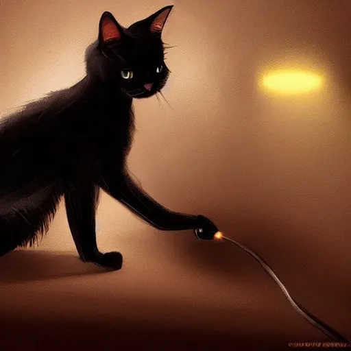 Image similar to a portrait of a black cat smoking a cigarette fantasy intricate cinematic lighting highly detailed digital painting artstation concept art smooth