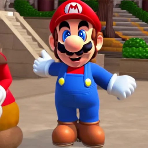 Image similar to Jack Black playing ((((Super Mario)))) in a live-action Super Mario Bros movie - hyperrealistic 8k hdr movie still