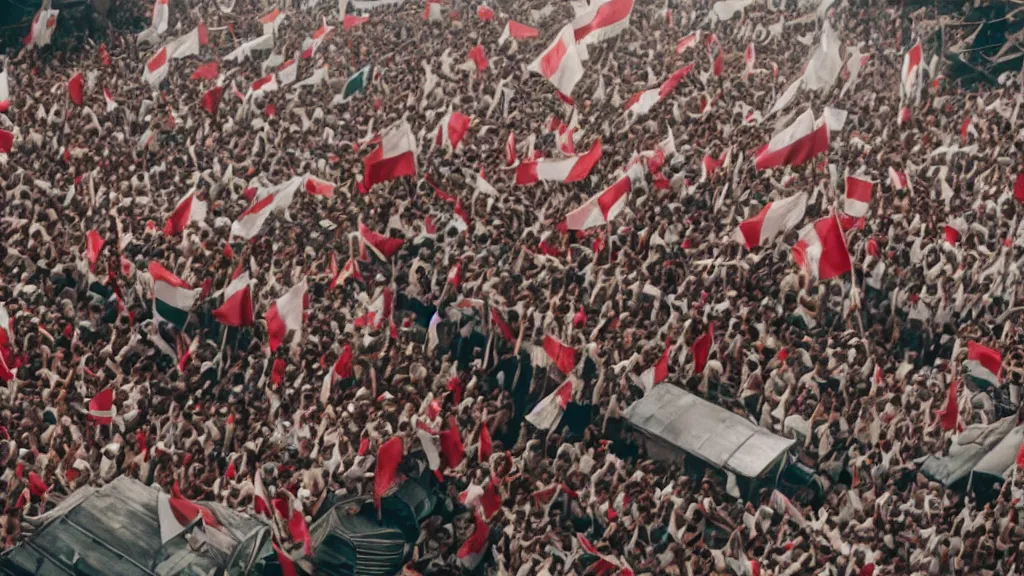 Image similar to A shot from a Films about the Indonesian National Revolution, infared photography, 8K, film render, extremely detailed, rendered in Octane