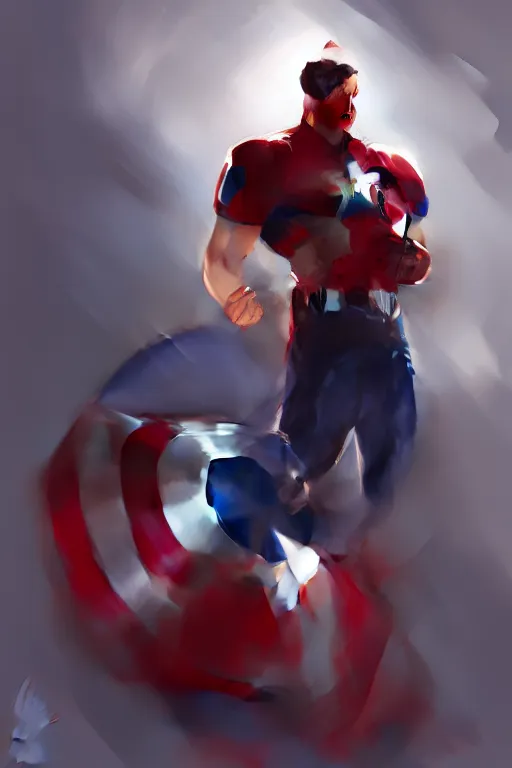 Image similar to Captain America high quality digital painting in the style of Cushart, Krenz