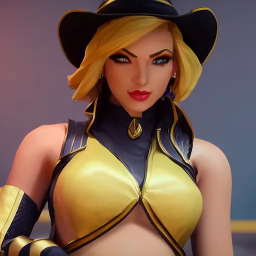 Image similar to still of pretty Ashe (League of Legends) in KDA More music video. 3d render, octane render, game art, realistic, highly detailed, trending on artstation, 4k, trending on artstation, pixar, cgsociety, unreal engine 5, redshift render, trending on artstation, blender, behance, cg