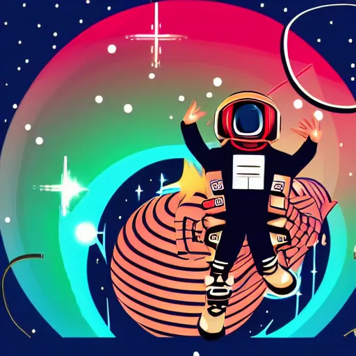 Image similar to drunk astronaut dancing at a disco club. art deco. 8k resolution. digital art.