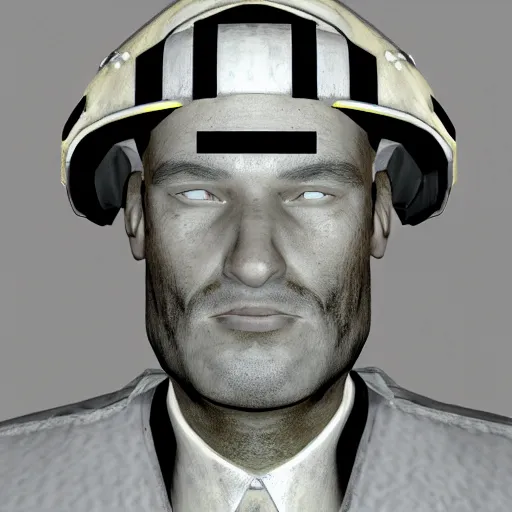 Prompt: a portrait of a combine civil protection guard from the half life universe