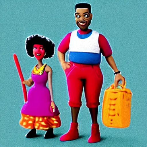 Image similar to A Still of Fresh Prince of Bel Air in the style of claymation