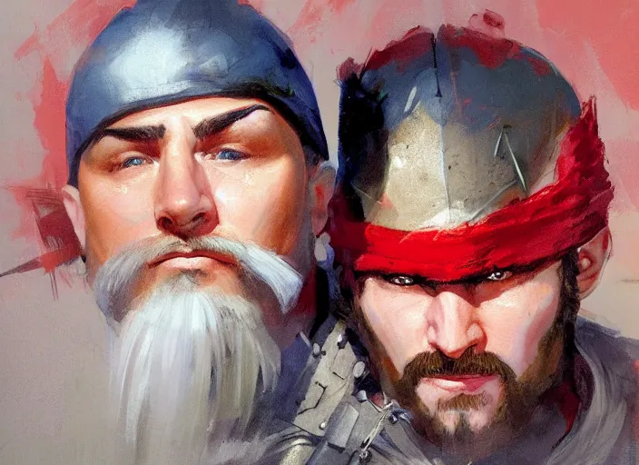 Image similar to a highly detailed beautiful portrait of stan marsh as kratos, by gregory manchess, james gurney, james jean