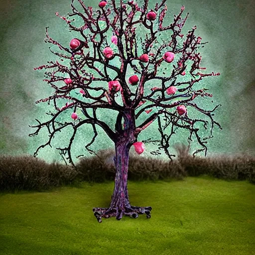 Image similar to tim burton apple tree