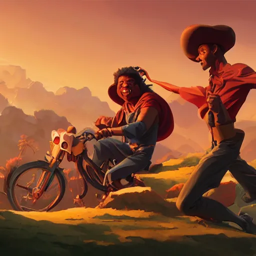 Image similar to hero world blazing saddles, behance hd by jesper ejsing, by rhads, makoto shinkai and lois van baarle, ilya kuvshinov, rossdraws global illumination