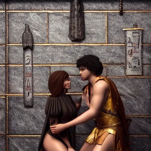 Image similar to an roman god on a date with Egyptian goddess at a bar Trending on artstation DeviantArt Pinterest furaffinty Photorealistic HD 8k highlights and shadow detailed High Resolution