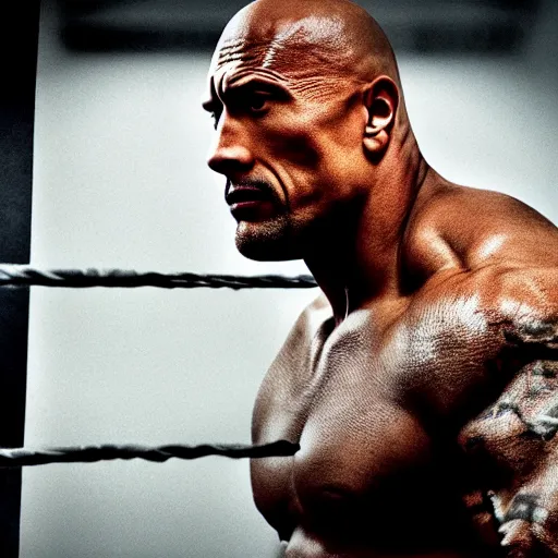 Image similar to Dwayne Johnson as boxer, promo